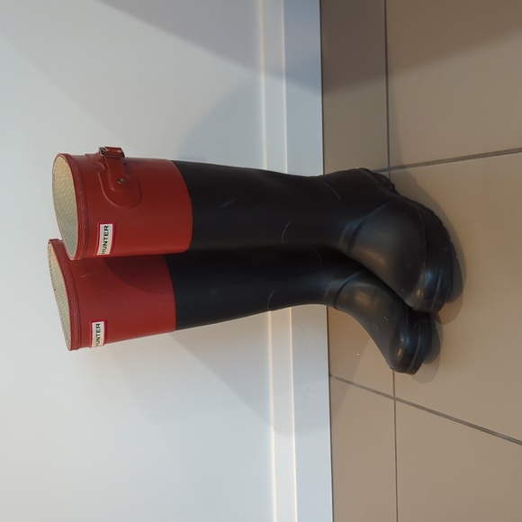 Orange and Black Hunter Rain Boots - Picture 1 of 6